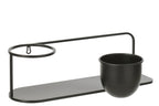 J-Line wandrek + bloempot - ijzer - zwart