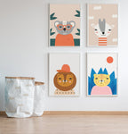 Leeuw met palm T-shirtposter, ecopapier en verpakking