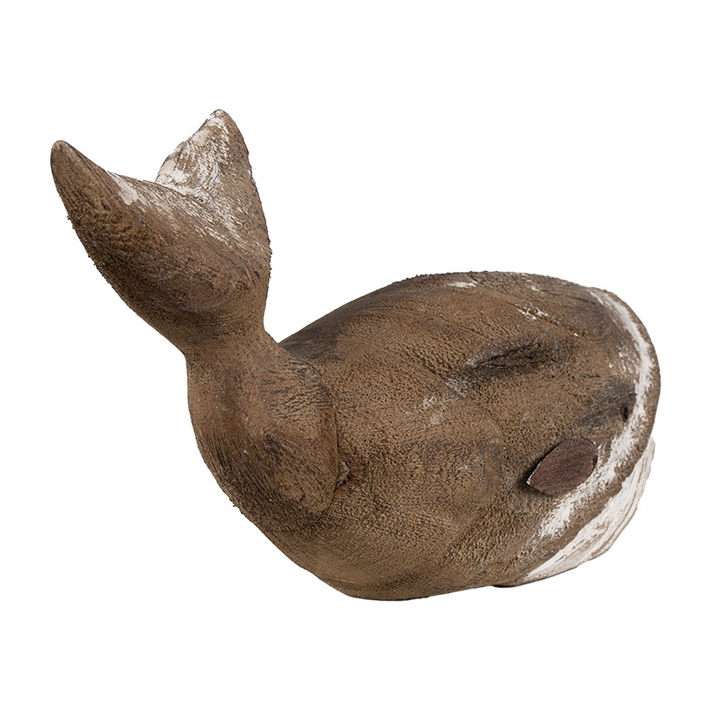Decoratie Beeld Walvis 21 cm Bruin Wit Hout