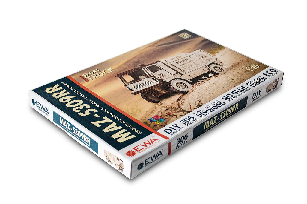 Eco Wood Art (EWA) 3D Mechanische Puzzel, Truck MAZ-5309RR, 686, 35,2x13,1x16,7cm