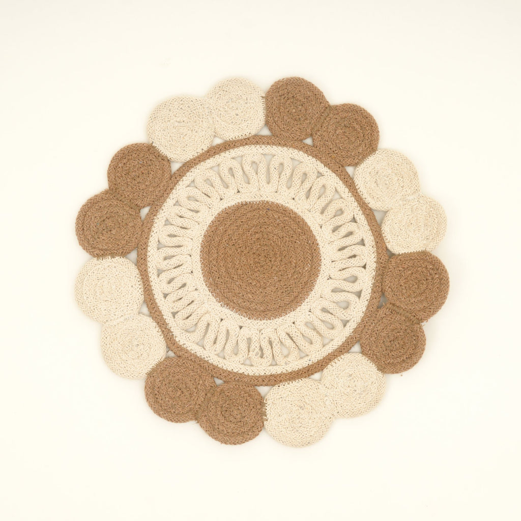 Beige katoenen gevlochten placemat – handgemaakte eetmat