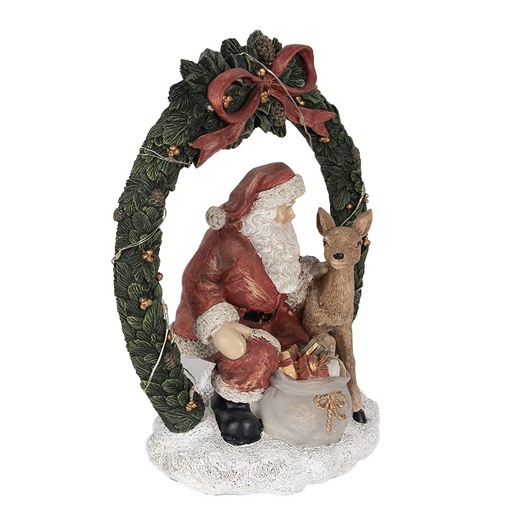 Kerstdecoratie met LED-verlichting Kerstman 23 cm Rood Polyresin