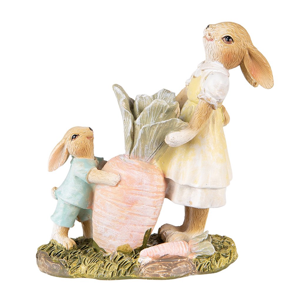 Beeld Konijn 13 cm Bruin Geel Polyresin