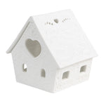 Waxinelichthouder Huis 9x7x8 cm Wit Porselein Theelichthouder