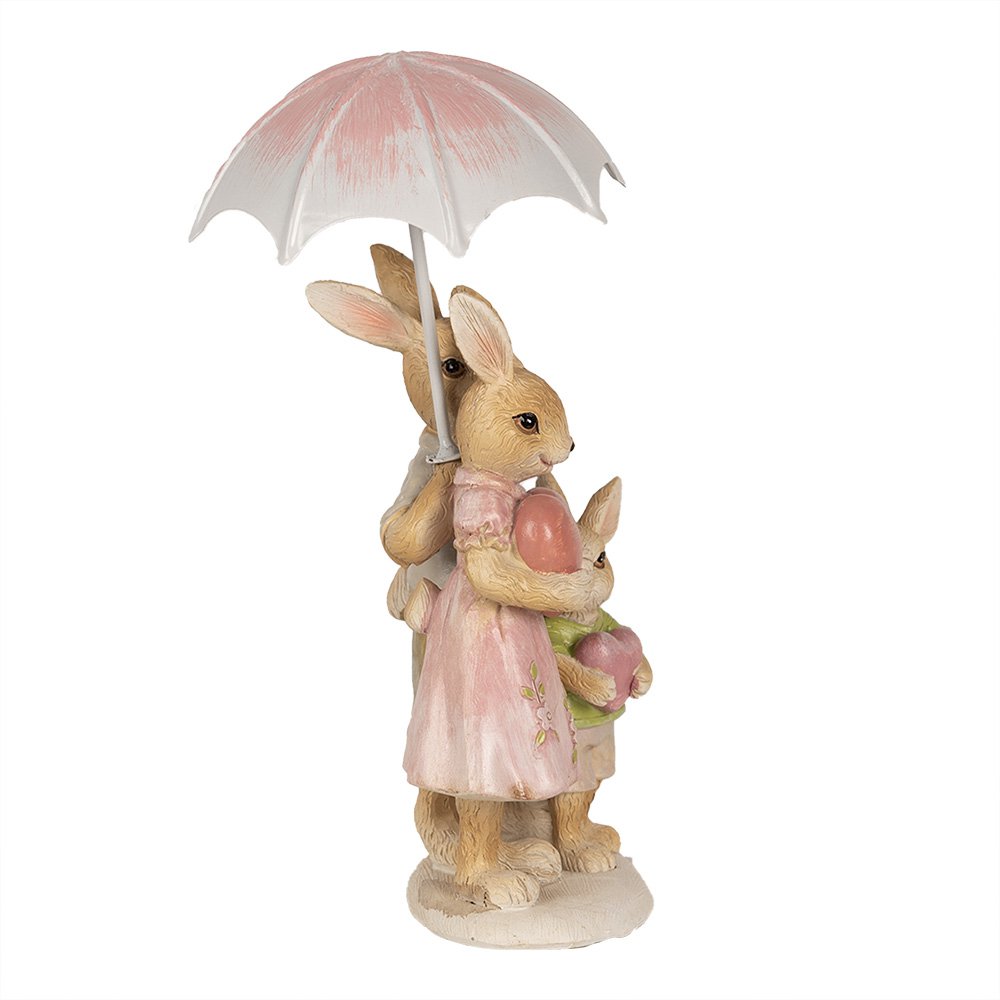 Beeld Konijn 15 cm Bruin Roze Polyresin Paasdecoratie