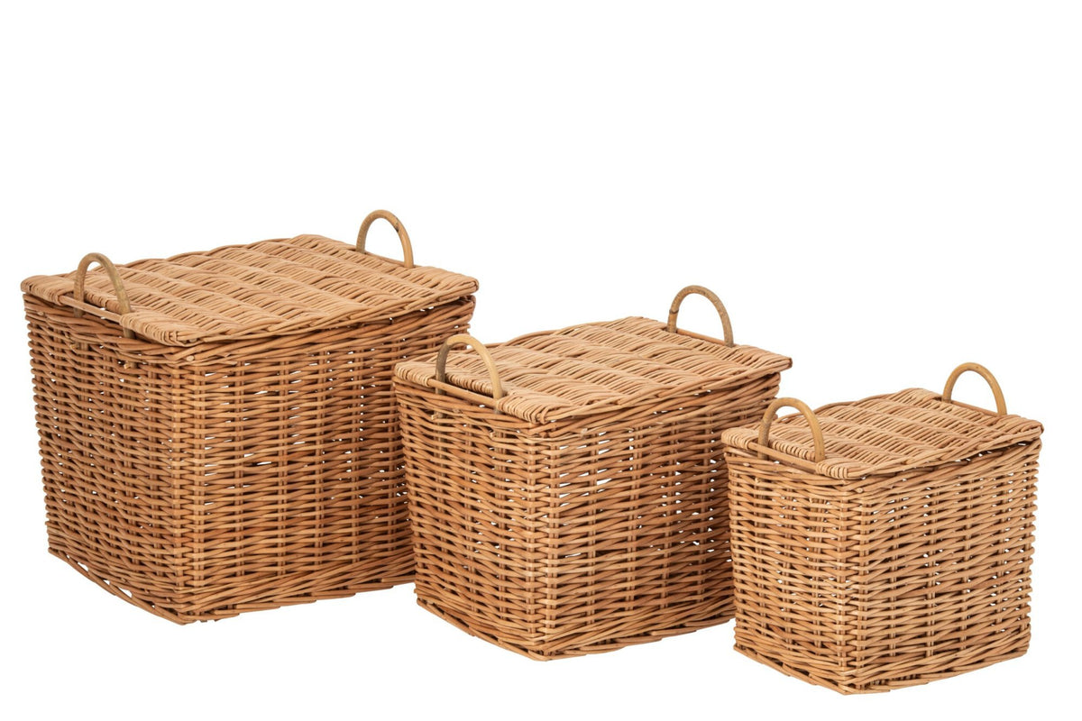 J-Line manden met handvatten - riet - naturel