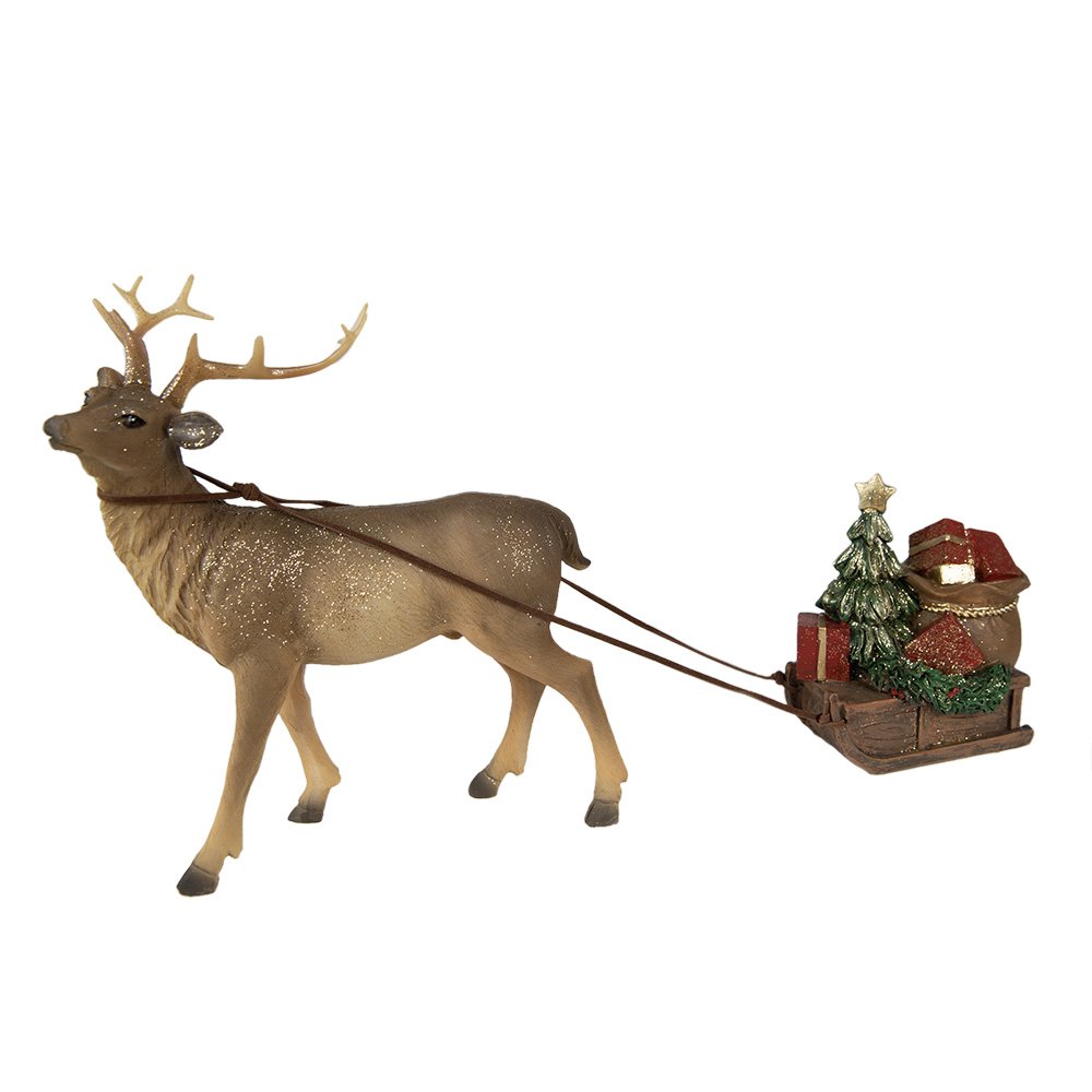 Beeld Hert 30x9x20 cm Bruin Polyresin Kerstdecoratie