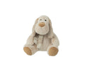 J-Line Hond+Sjaal Zittend Pluche Polyester Beige/Bruin Medium