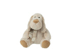 J-Line Hond+Sjaal Zittend Pluche Polyester Beige/Bruin Medium