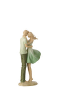 J-Line decoratie Koppel Man + Vrouw - polyresin - groen/ecru