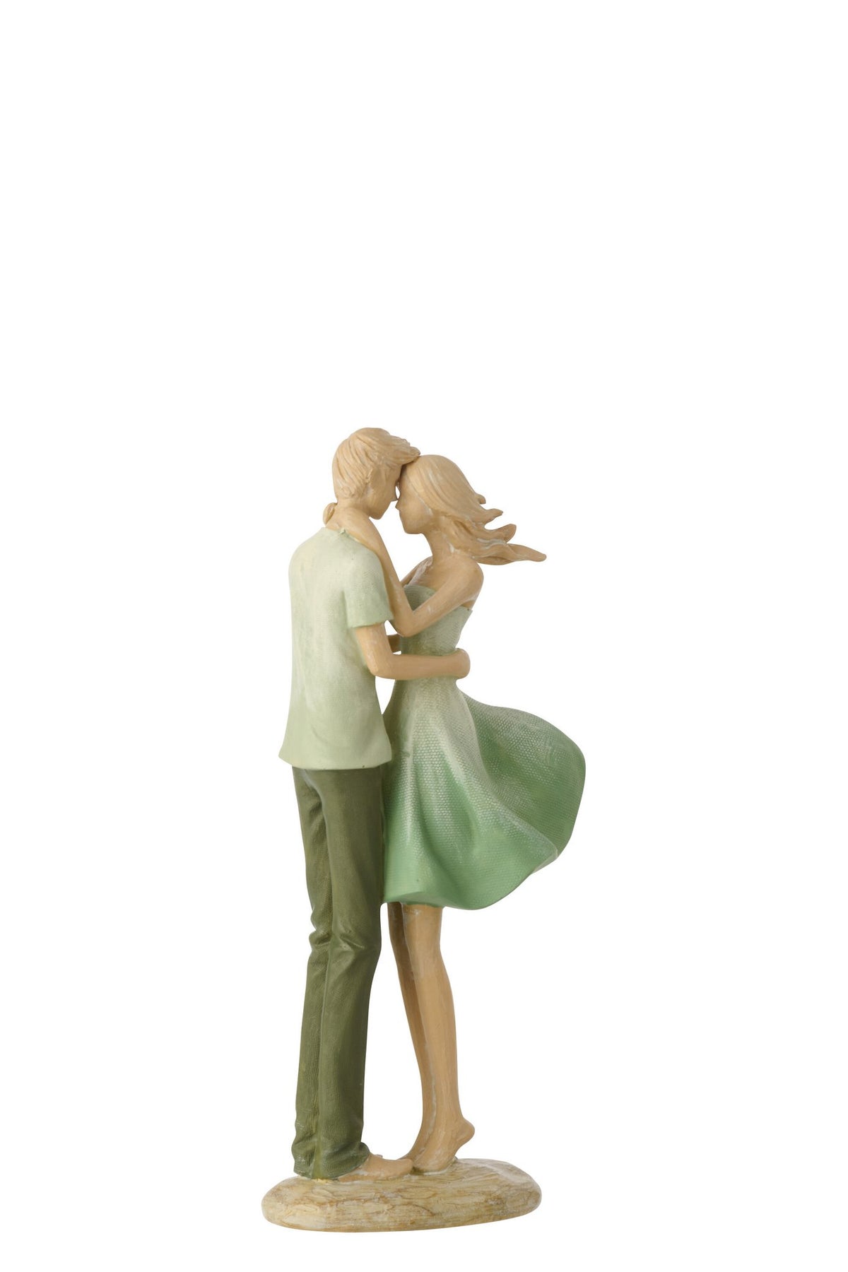 J-Line decoratie Koppel Man + Vrouw - polyresin - groen/ecru