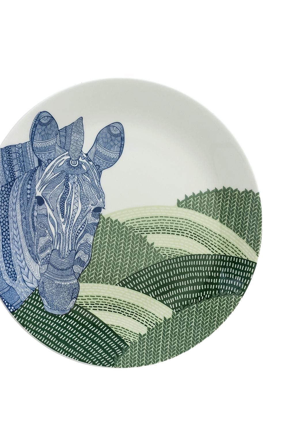 Wandbord | Fijne China geïllustreerde zebra | Diameter 20 cm