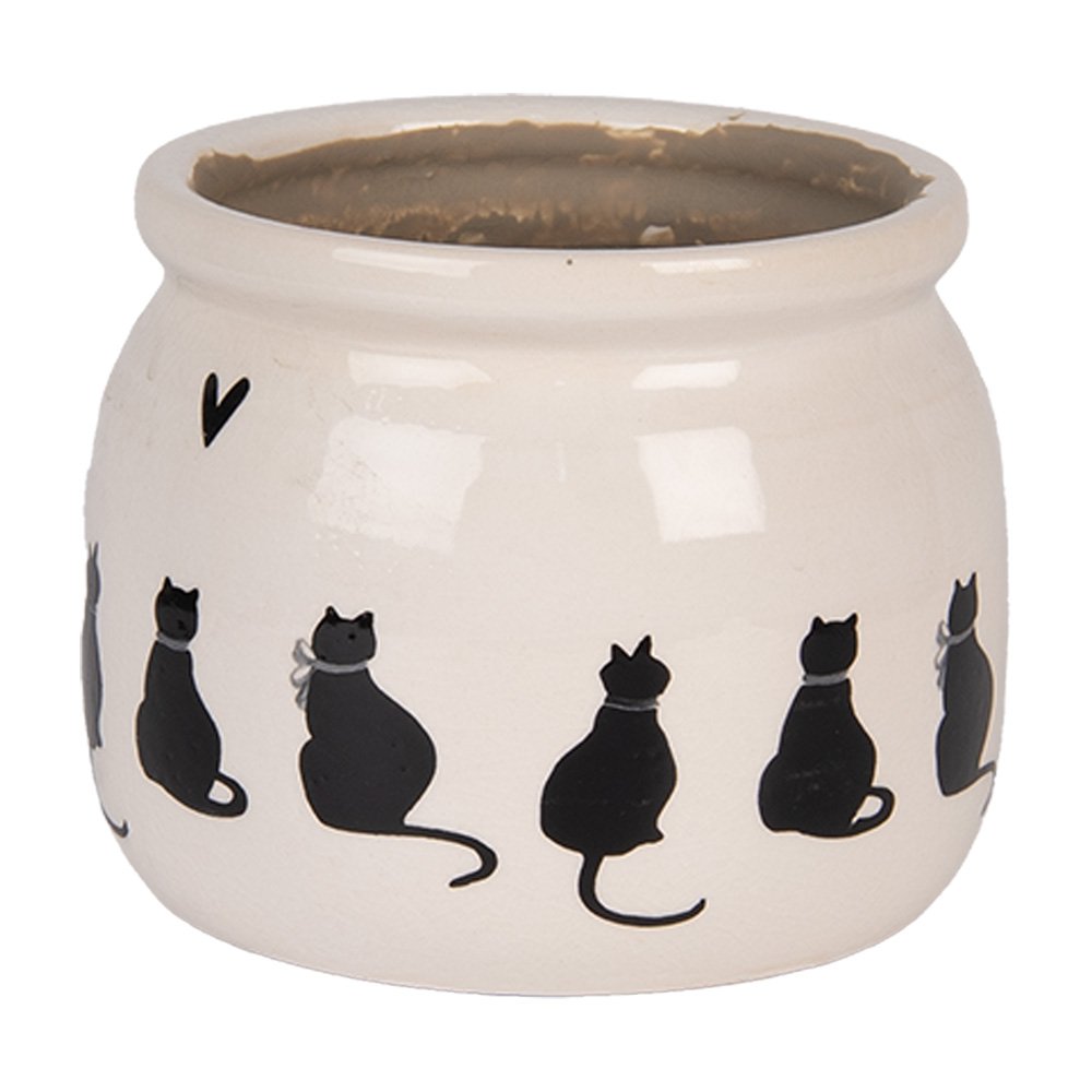 Bloempot Ø 12x10 cm Beige Keramiek Katten