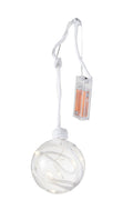 J-Line kerstbal - glas - klaar wit - medium - LED lichtjes