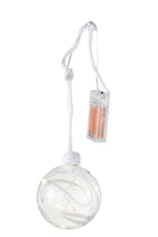 J-Line kerstbal - glas - klaar wit - medium - LED lichtjes