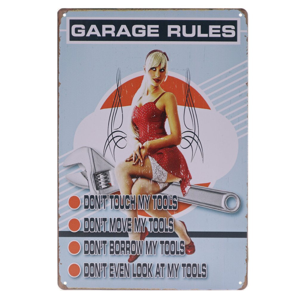 Garage Rules Retro Wandbord 30x20