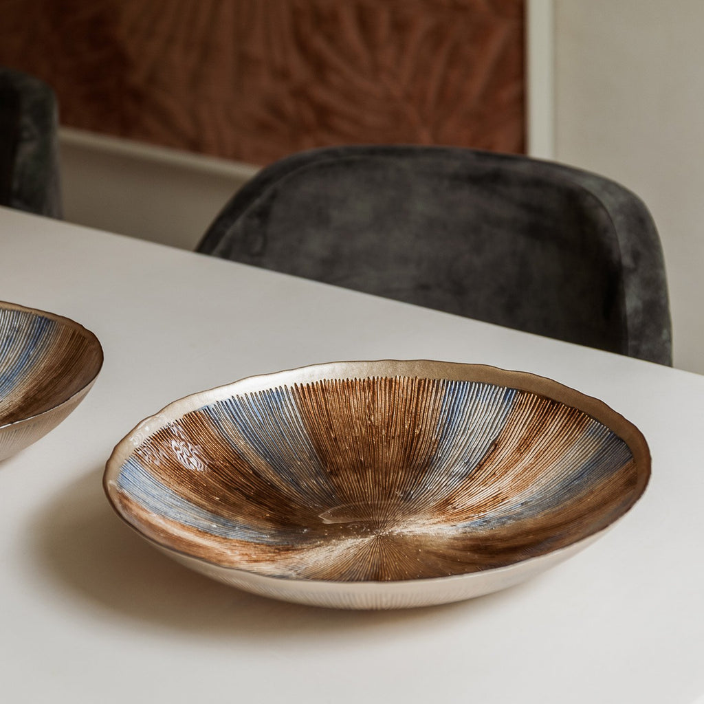 Decoratieve schaal 40xH6,5cm glas herfst Cosmo