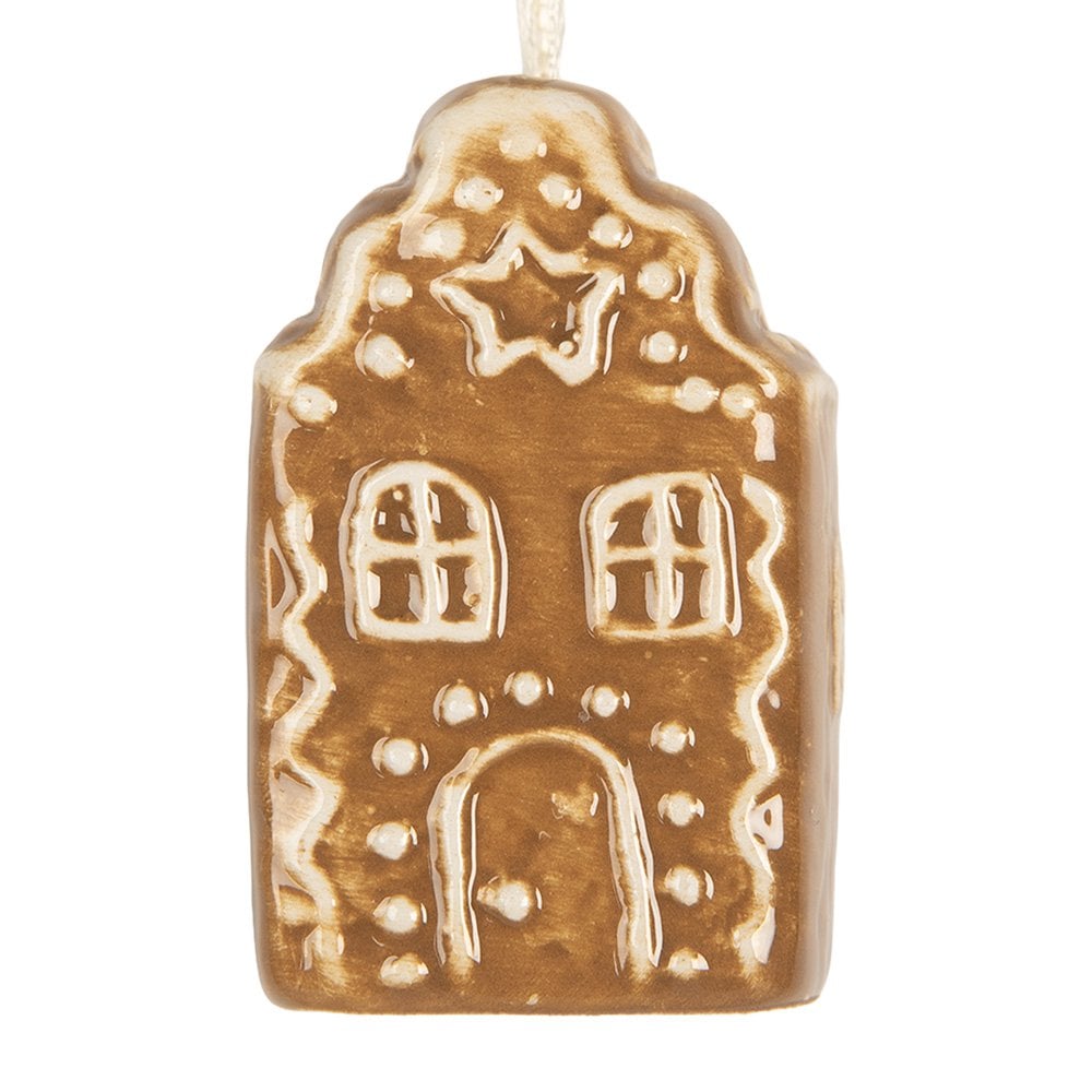 Kersthanger Huis 4x4x6 cm Bruin Keramiek