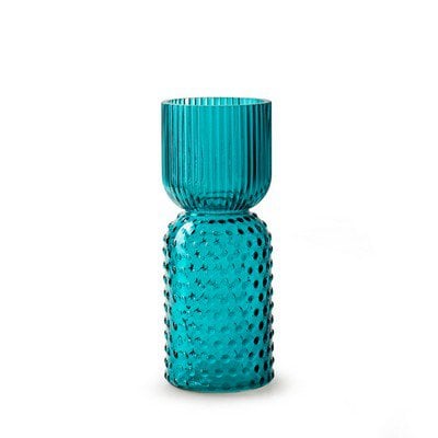 Vaas 'livia' petrol blauw h20 d8 cm