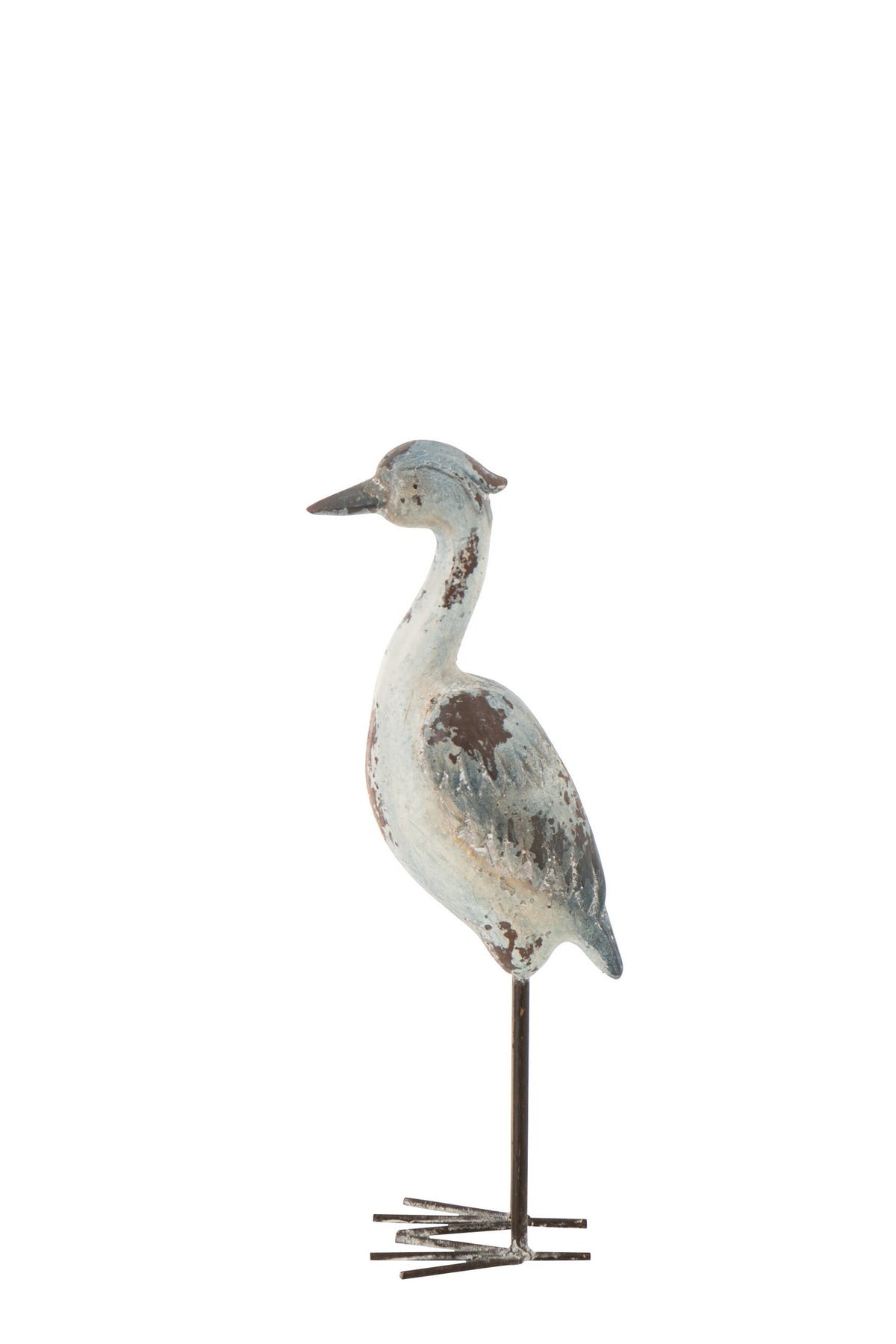 J-Line decoratie Vogel Antiek - polyresin - blauw/wit - S