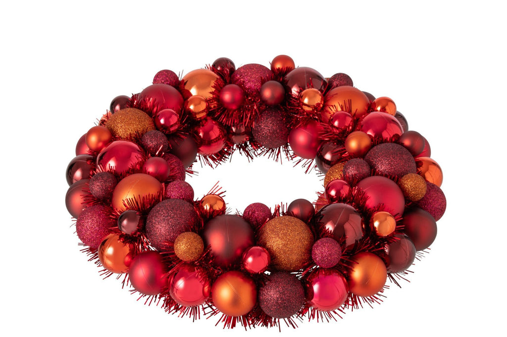 J-Line Krans met kerstballen - PS - multikleur