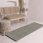 Vloerkleedloper van natuurlijk katoen – Handgeweven diamantontwerp – 60x152 cm (2x5 ft)