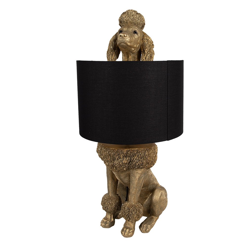 Tafellamp Hond Poedel 30x28x57 cm Goudtkleurig Zwart Polyresin Bureau