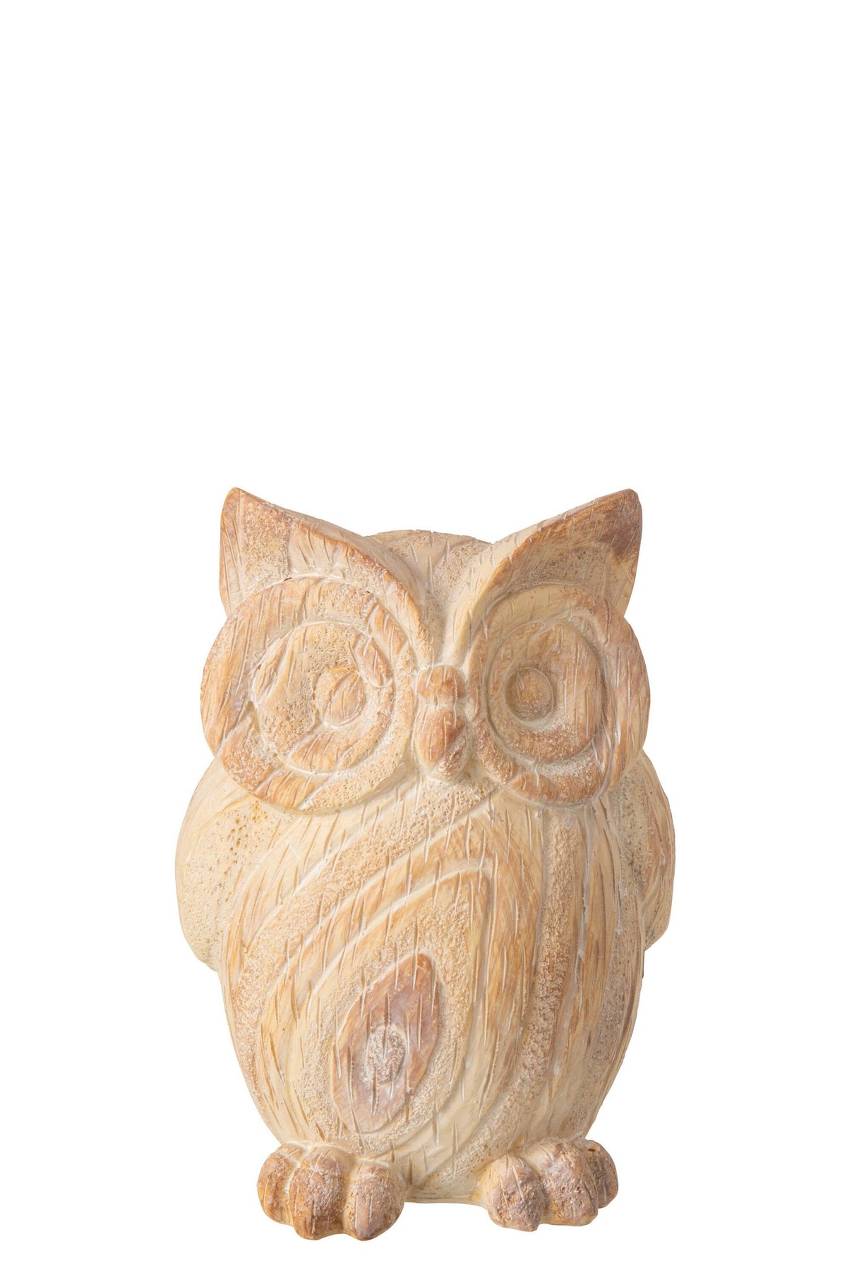 J-Line Uil met houtlook - polyresin - beige - small