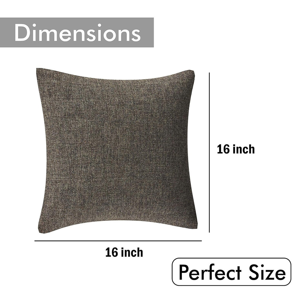 Set van 5 - Kussenhoezen met getextureerd accent – ​​Woondecoratietextiel – Jute geweven – 16x16 inch