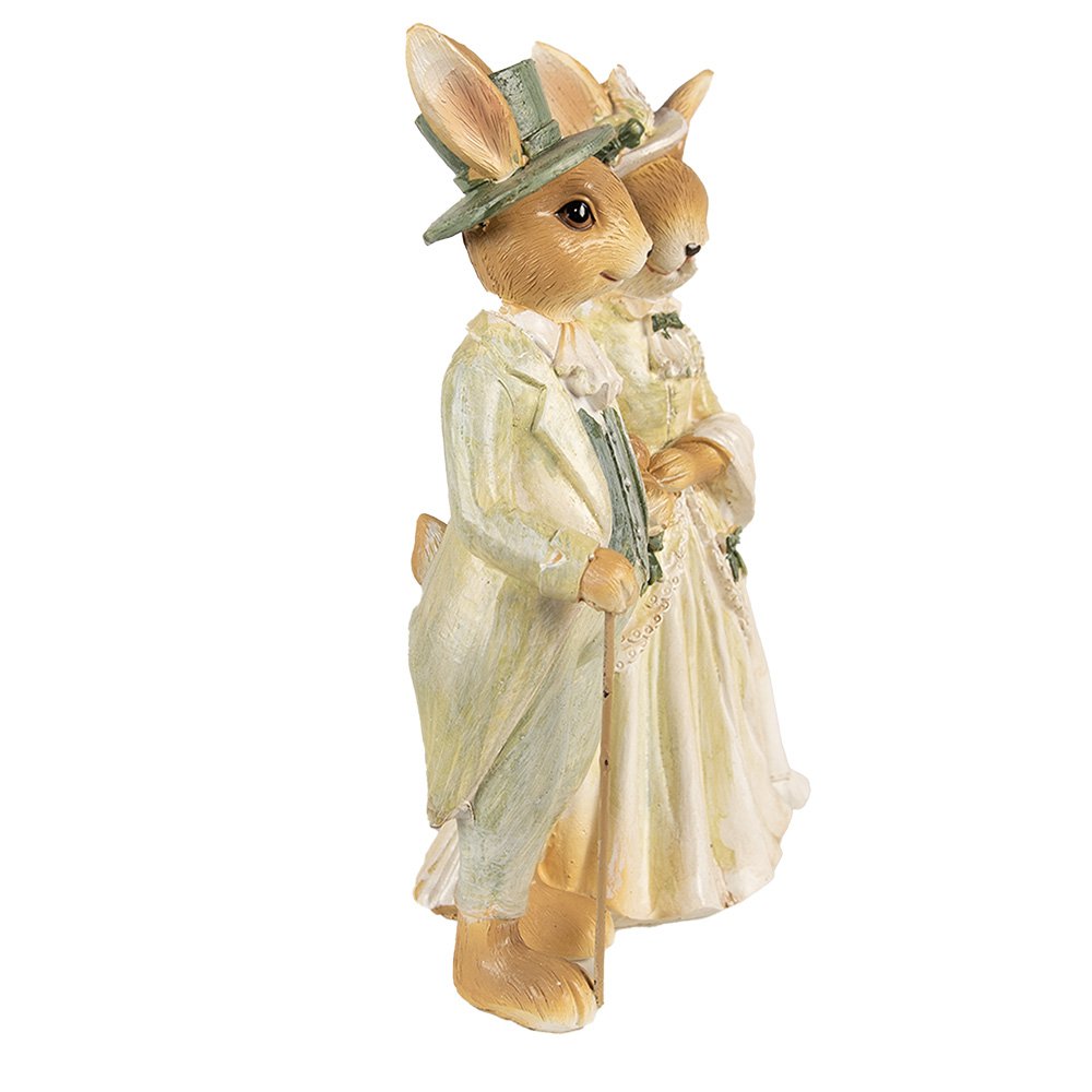 Beeld Konijn 21 cm Bruin Groen Polyester