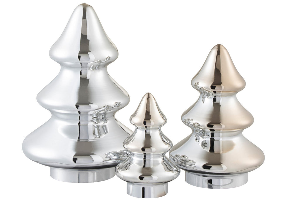 J-Line decoratie Kerstboom - glas - zilver - large