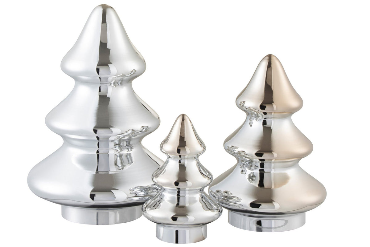J-Line decoratie Kerstboom - glas - zilver - large