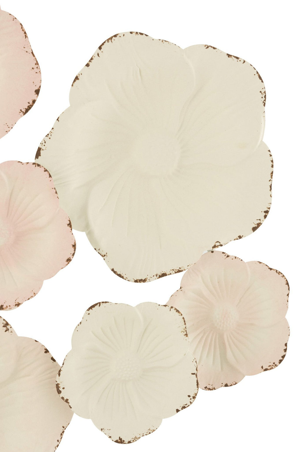 J-Line wanddecoratie Bloemen - metaal - roze/wit