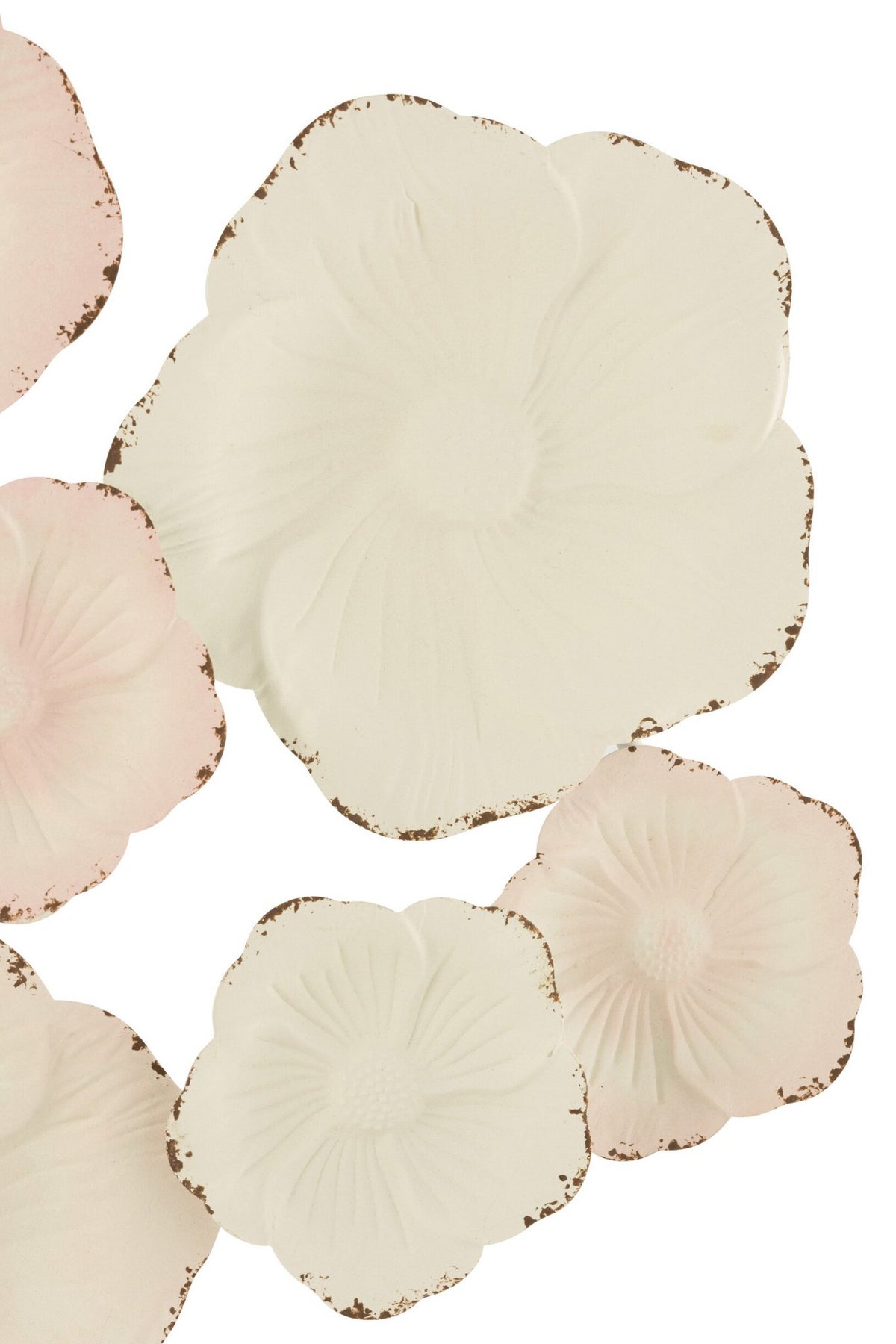 J-Line wanddecoratie Bloemen - metaal - roze/wit