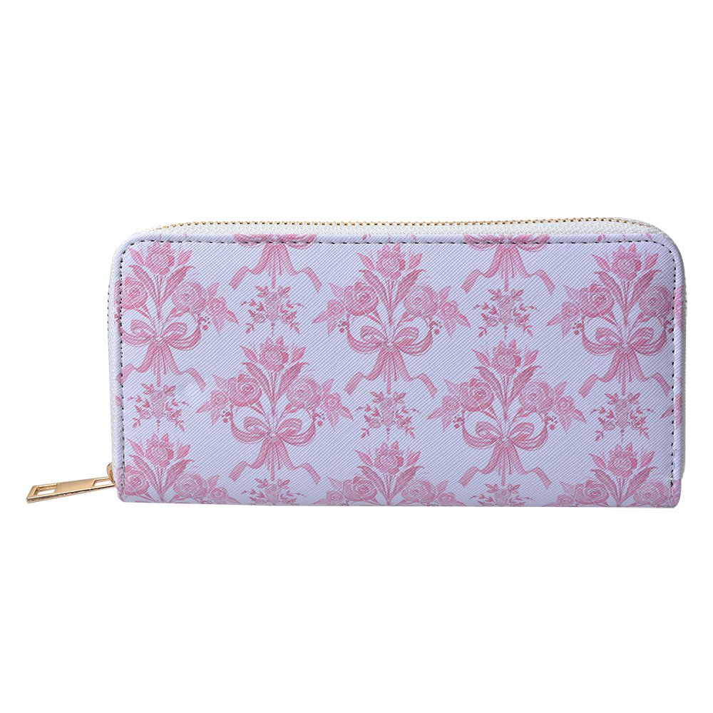 Portemonnee 10x19 cm Wit Roze Polyester