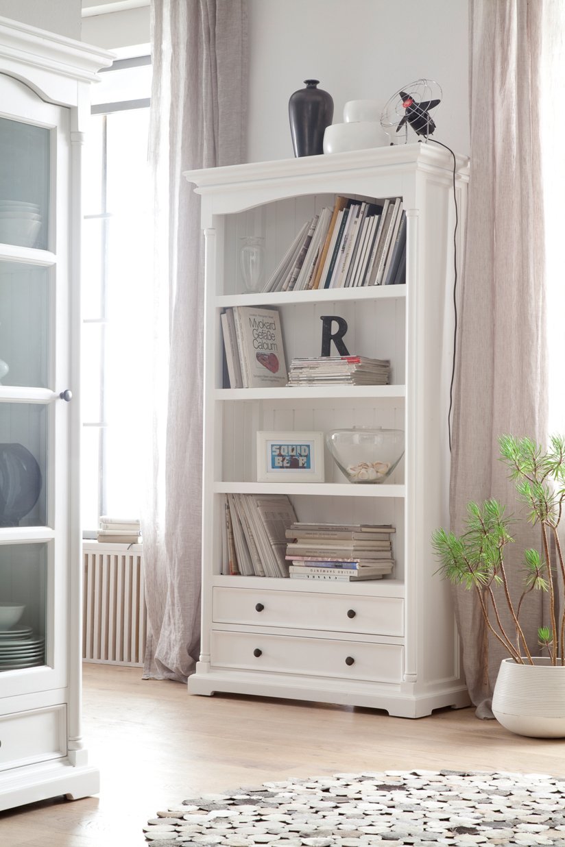 Boekenkast wit - Brocant model - 100bx40dx190h- mahoniehout
