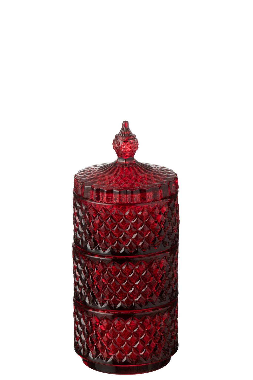 J-Line voorraadpot 3 lagen - glas - rood
