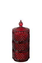 J-Line voorraadpot 3 lagen - glas - rood