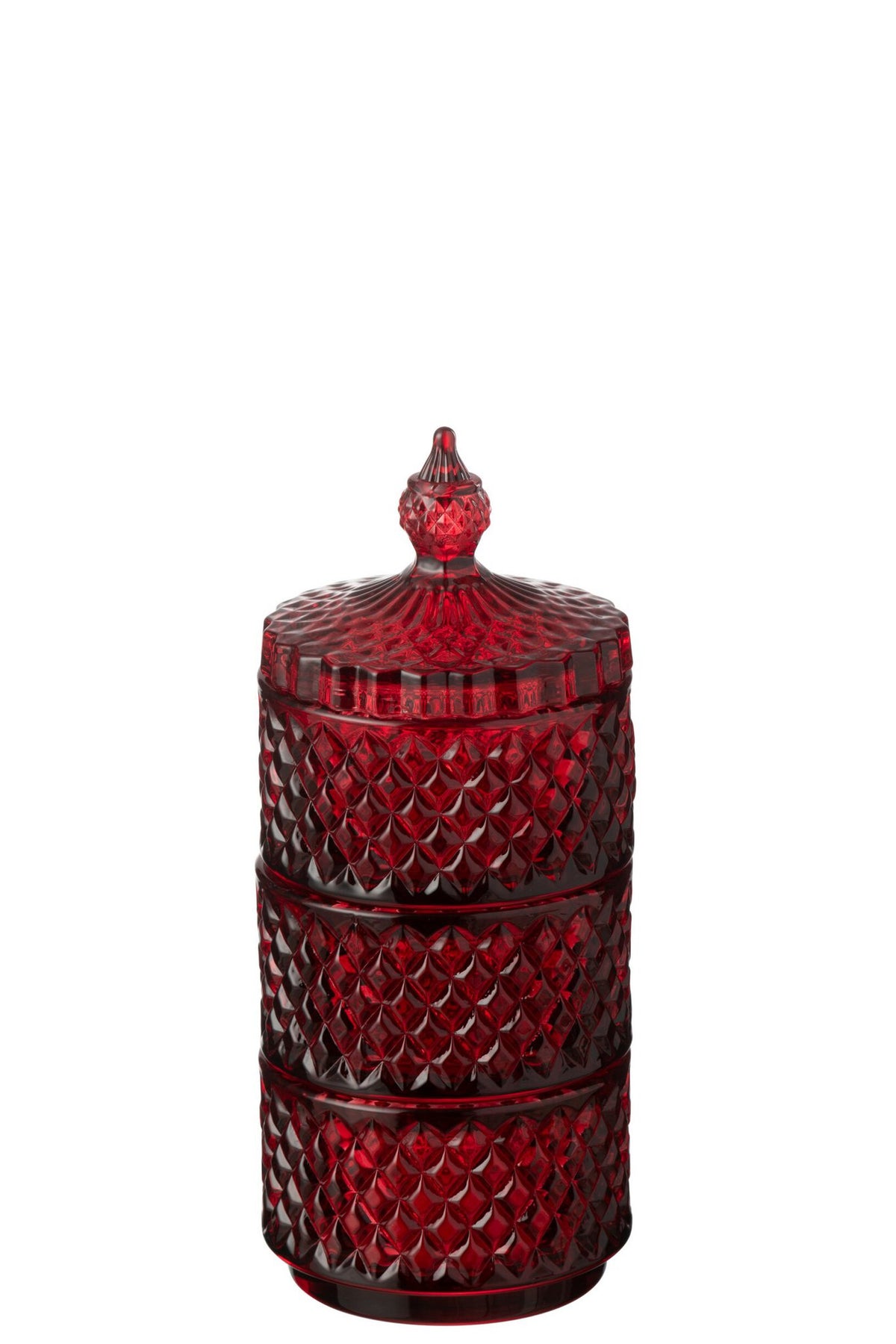 J-Line voorraadpot 3 lagen - glas - rood