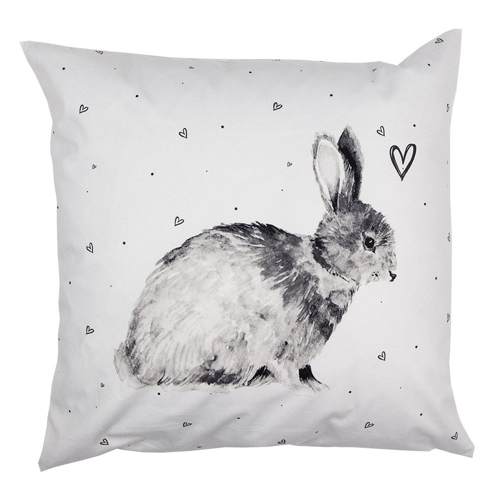Kussenhoes 45x45 cm Wit Polyester Konijn Sierkussenhoes