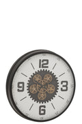 J-Line klok Tandiel - hout - zwart/wit - large - Ø 60 cm