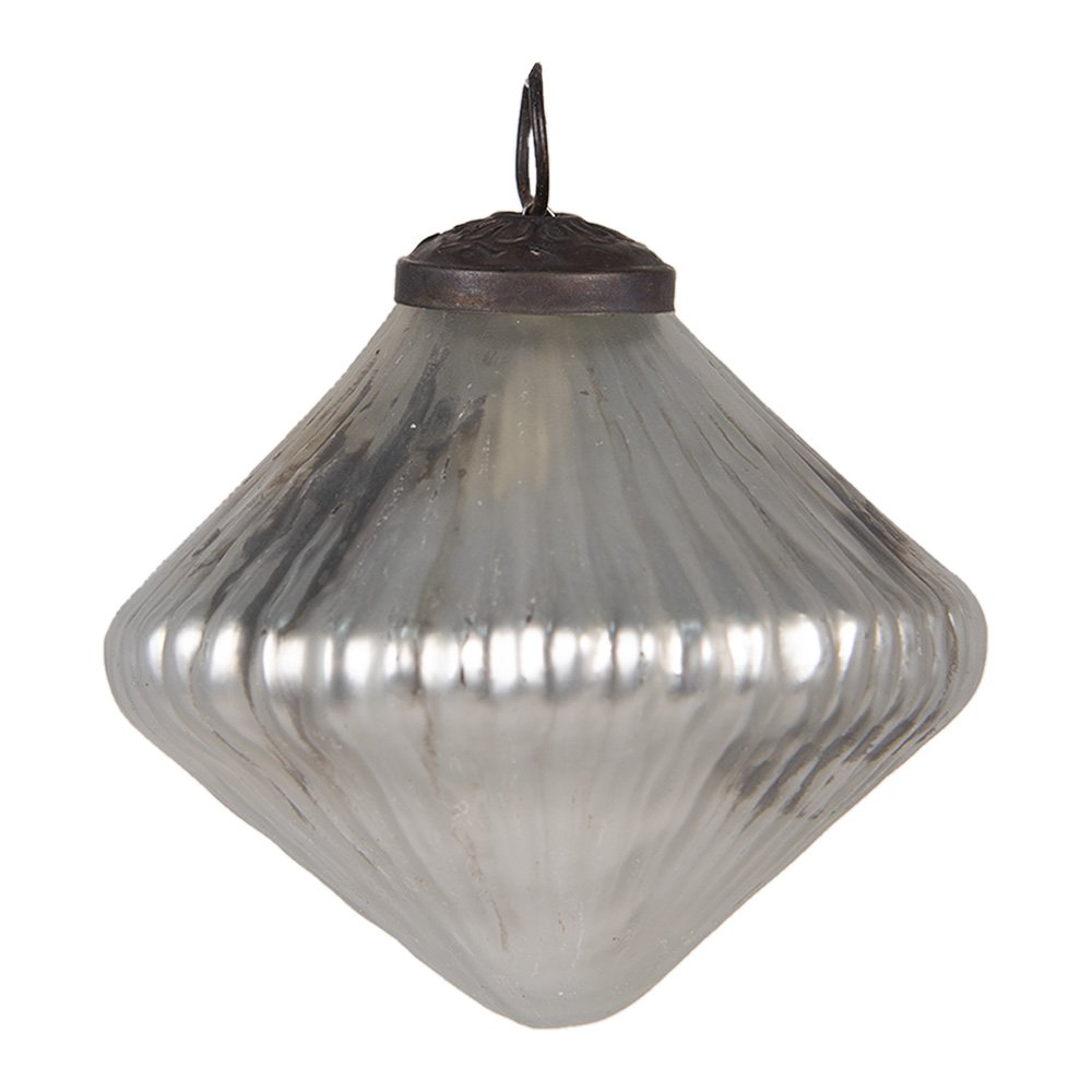 Kerstbal Ø 9 cm Zilverkleurig Glas Kerstdecoratie