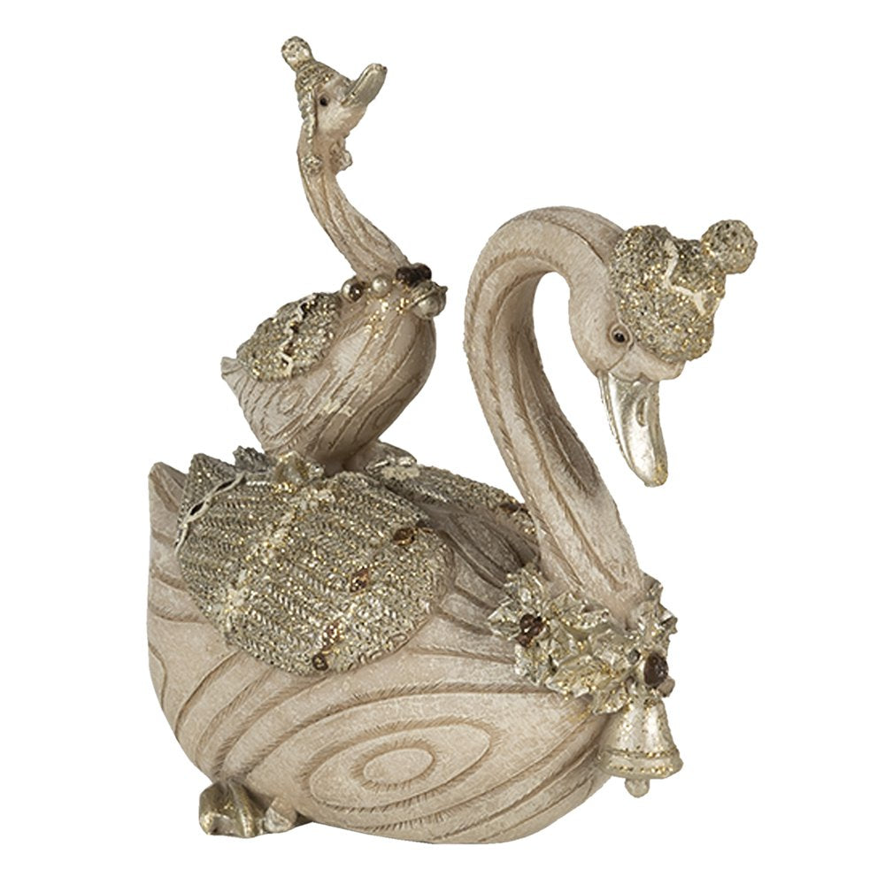 Beeld Zwaan 11x6x10 cm Beige Kunststof
