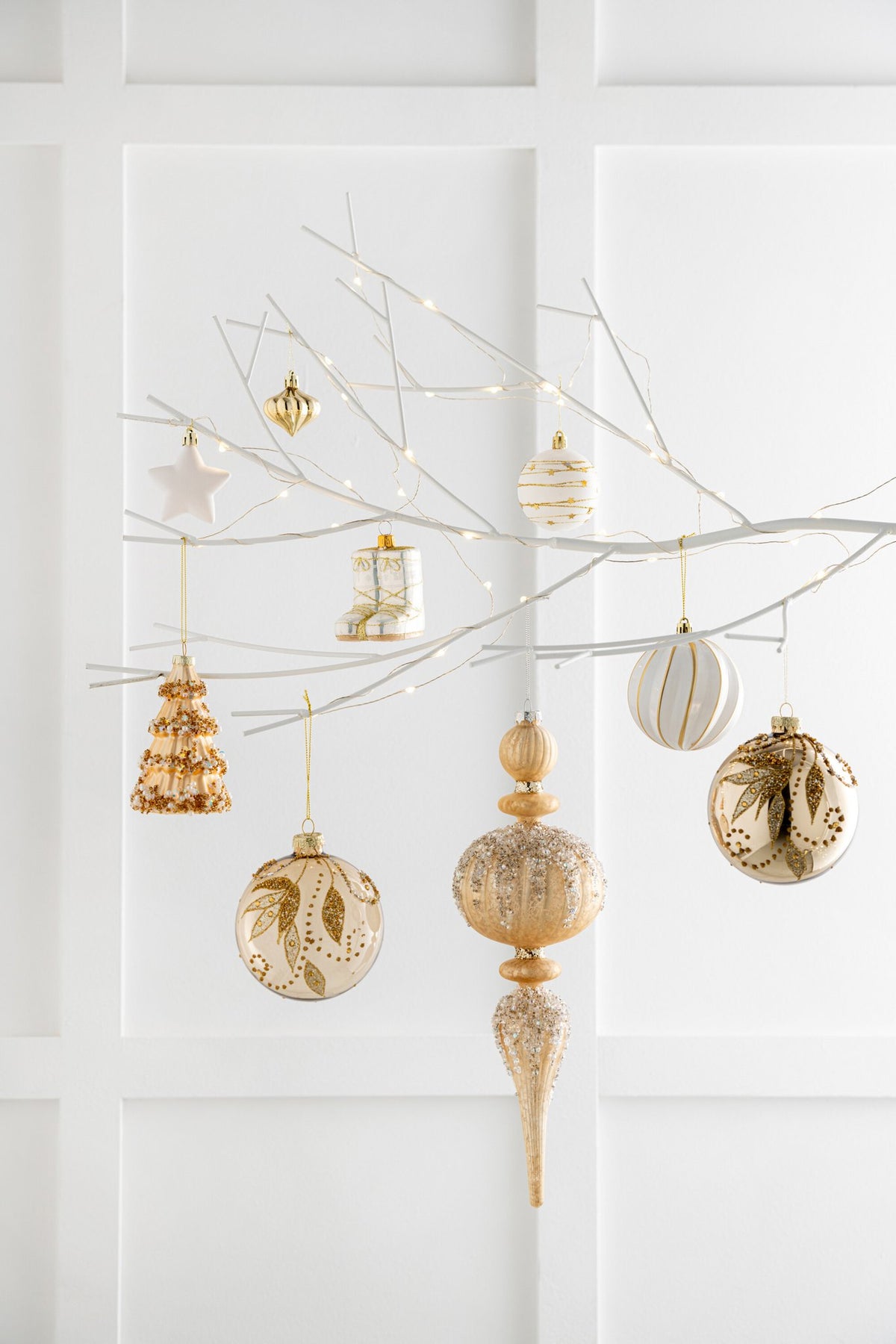J-Line hanger Boom + Kralen - glas - goud - doos van 4