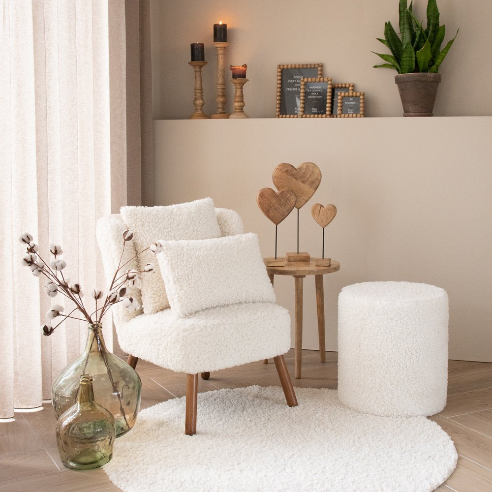 Stoel teddy krul wit 60x72x74cm