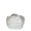 Vaas Keramiek vissen parel wit h12 d17cm