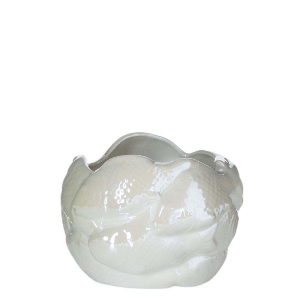 Vaas Keramiek vissen parel wit h12 d17cm