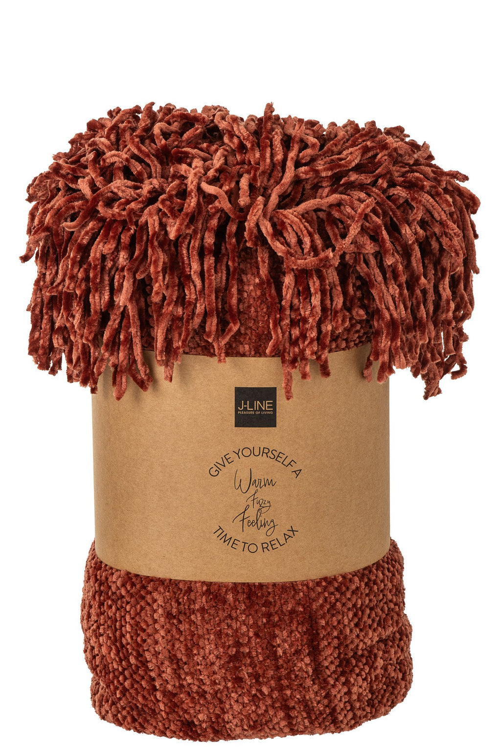J-Line deken Chenille - polyester - bruin