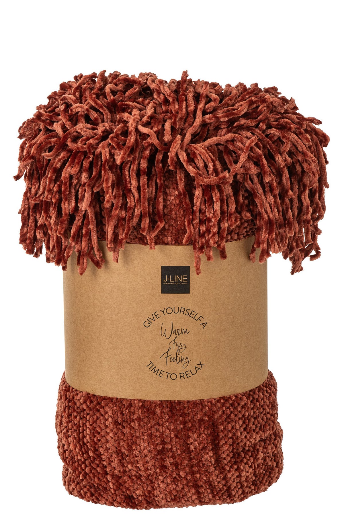 J-Line deken Chenille - polyester - bruin