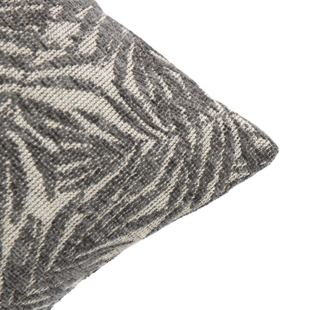 Kussen Jacquard bladeren grijs 45x45cm